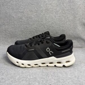 ON Running Shoes Mens Size 10 Cloudrunner 2  Black & White Low Top Sneakers